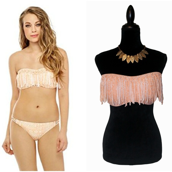 NWT Ninety Five Degrees Fringe Bandeau Bikini Top - Picture 1 of 5